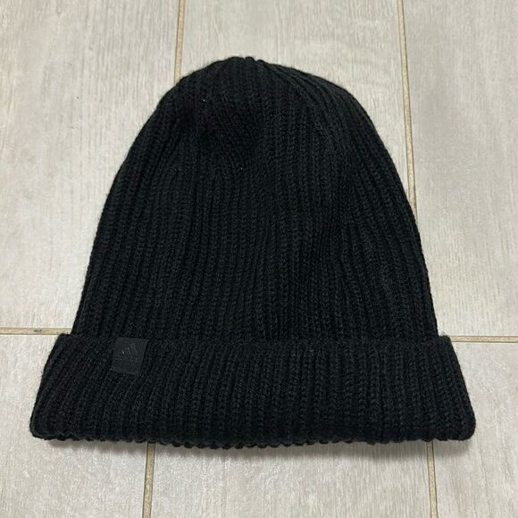 New Adidas Knit Ribbed Hat Black - Picture 1 of 3